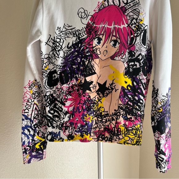 Dsquared2 Japanese Manga Graffiti Print French Terry Sweatshirt Size M - Picture 3 of 10